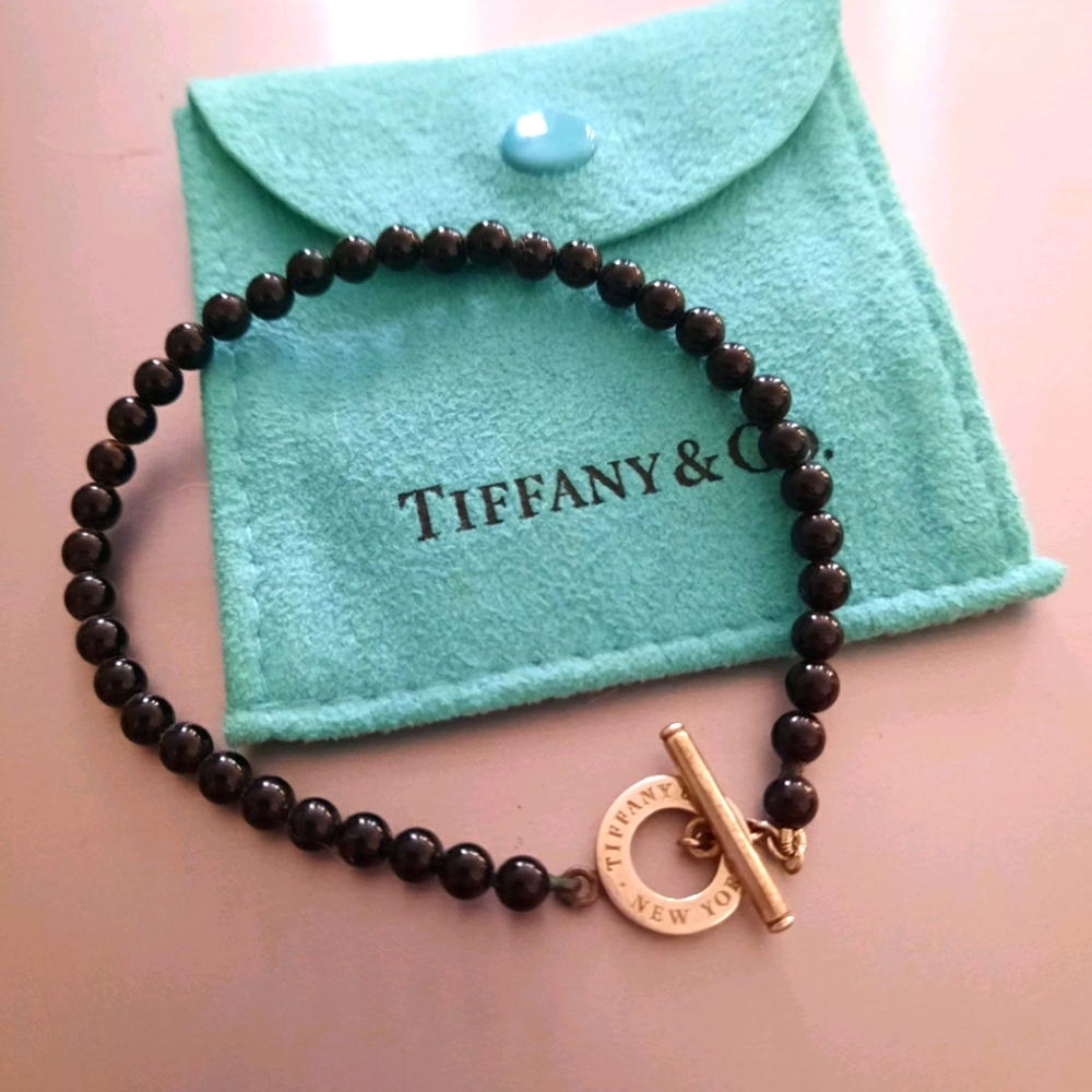 Black onyx 7" Tiffany & Co bracelet